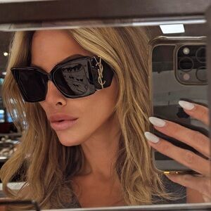 Saint Laurent monogram acetate 54MM Blaze rectangular sunglasses like new